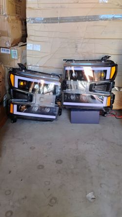 LED DRL Black/Amber Corner Projector Headlights for 2019-2024 Chevy Silverado 1500