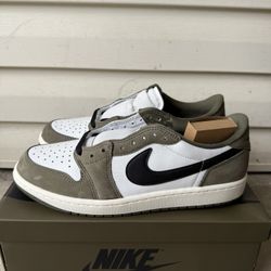 Nike Air Jordan 1 Retro Low OG Shoes Medium Olive Black HQ6998-200 Men's Size 10.5