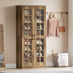 New assembled Tall Shoe Cabinet with Doors, 8-Tier Shoe Storage with Adjustable Shelves, Modern Shoe Organizer Shoe Rack Cabinet for Entryway, Hallway