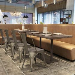Metal Dining Chairs w/Wooden Seat, Classic Chic Bar Chairs, Trattoria Bistro Cafe Shop Stackable Side Chairs, Set of 4 Stools