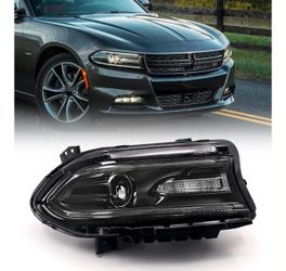 New-For Dodge Charger Headlights Assembly 2015-2021 Halogen Model Headlamp with LED DRL & Turn Signal Lights Passenger Right Side