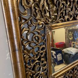 Antique Wood Frame With Mirror