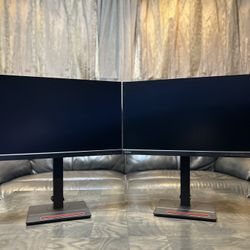 Two ( dual ) Lenovo ThinkVision T23i-20 23” LED Full HD 1080p DP VGA HDMI computer monitor