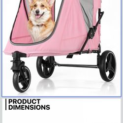 New in box MoNiBloom Pet Stroller for Large Dogs or Multiple Dogs Cats with Adjustable Handle, 3-Wheels Dual Entry Portable Dog Carting Easy Folding P