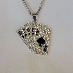 Mens Playing Card Charm Necklace