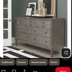 Bassett Furniture Dresser + 2 Nightstands – Modern Gray Wood Set