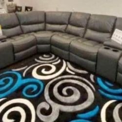 New year sale. Madrid gray modular leather reclining sectional $1599. Easy finance option. Same-day delivery.