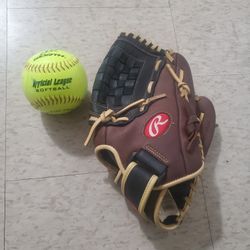 Ball And softball glove