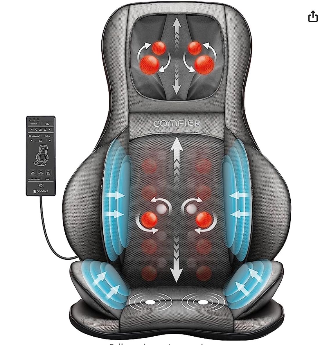 Neck and Back Massager with Heat,Shiatsu Massage Chair Pad