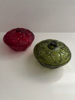 Glass Candy Dishes with Lids – Set of 2