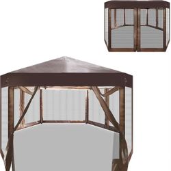 Gazebos for Patios, Come with Screen Curtain, Strong Anti-UV Canopy Tent with 110 Square Feet of Shade (Hexagonal, 6.6 Ft Side Length x 6