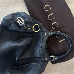 Authentic Gucci Sukey Black Leather Tote