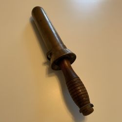 Vintage SEA DIVER’S KNIFE-SOLID BRASS SHESTH with A WOODEN HANDLED KNIFE (mfgr unknown)