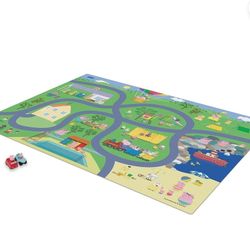 Imaginmat: Jumbo -Peppa Pig - Floor Playmat & 2 Toy Cars, 47 x 61", 2 Character Vehicles, Durable EVA Foam Mat, Portable, Licensed, Kids Ages 3+