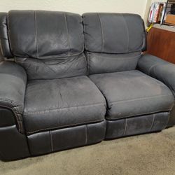 Electric Reclining Faux Leather Couch