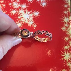 Black Crystal Leaf Rings Size 9