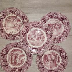 5  Wedgwood Village Blk Smith Longfellow Serie 9 Plates