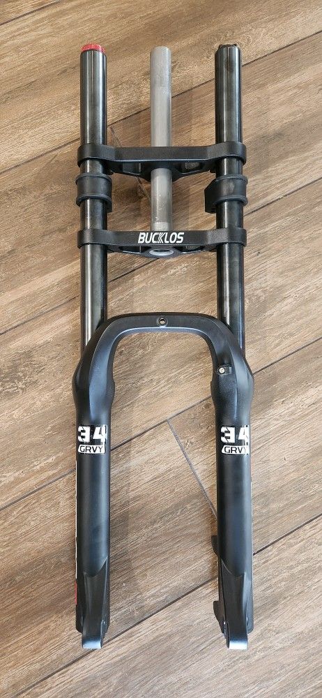 BUCKLOS 20 inch 4.0 Fat Tire Bike Suspension Fork, 180mm Travel 135mm Spacing Hub 9mm QR Ebike Oil MTB Fat Fork, Double Crown 1-1/8 Straight Electric 