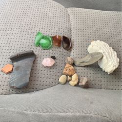 Chrystal’s, Washed Up Glass, Coral, And Just Neat Rocks, Old Old Pottery Remnants. 