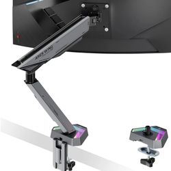 ARES WING RGB Single Monitor Arm Desk Mount for 17-45 inches Flat and Curved Monitors, Holds 35.2 lbs Heavy Duty, Adjustable Ultrawide Monitor Arm wit