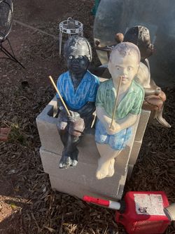 Concrete fishing boys 18 inches tall