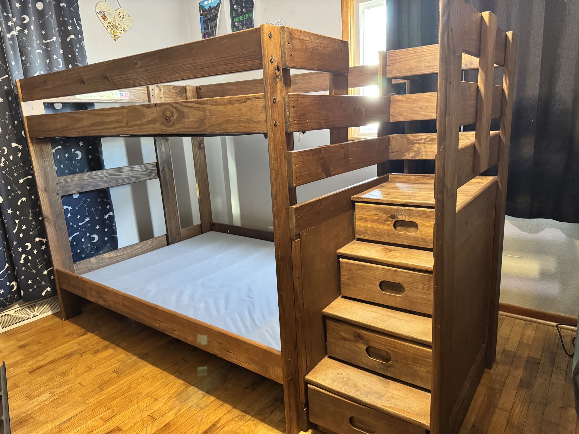 Full-Full Bunk Bed with Stairs