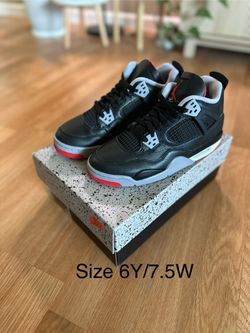Air Jordan 4 Bred Reimagined, Size 6Y/7.5W