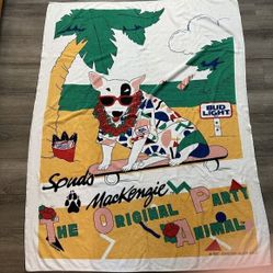 Vintage 80s Bud Light Spuds Mackenzie Party Animal  Huge Towel Budweiser 50X65 