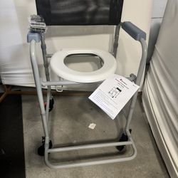 Shower Chair, Rolling On Wheels, Portable Commode. Brand New Assembled  Holds 250 Lbs .