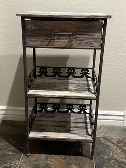 Wood and Rod Iron Cabinet
