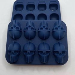 3D Skull Ice Cube Mold Silicone Tray, Makes Skulls, Leak Free, Ice Cube Maker, Whiskey Ice, Chocolate, Soap and Bath Bomb Molds (8, BLUE) 4.49 x 1.73