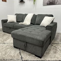 Kendale Sleeper Sofa with Storage Chaise (Gray) *FREE DELIVERY 🚚* 