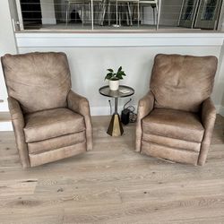 Brown Leather Swivel And Reclining Chairs 