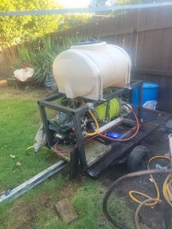 Trailer-Mounted Spray Tank with Pump and Hose Reel