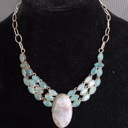 Vintage Gemstone 925 Sterling Silver Necklace
