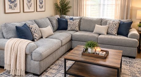 Comfy grey sectional couch