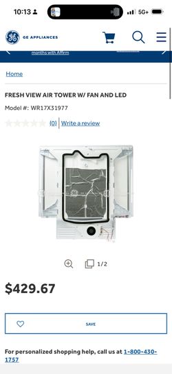GE FRESH VIEW AIR TOWER W/ FAN AND LED  Model #:WR17X31977
