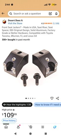 Tacoma Front seat riser SEAT JACKER