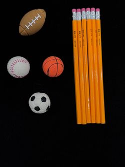 Set of New Sports Erasers & Pencils