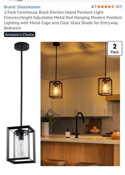 2 Pack Farmhouse Black Kitchen Island Pendant Light fixtures