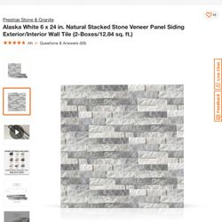 Prestige Stone And Granite Alaska White 6 x 24 in. Natural Stacked Stone Veneer Panel Siding Exterior/Interior Wall Tile (1 1/2 Boxes/12.84 sq. ft.)