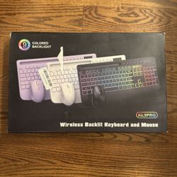 Wireless Keyboard and Mouse Combo, 9 Backlit Effects, Wrist Rest, Phone Holde