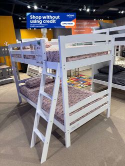 Twin Twin White Bunkbed With Orthopedic Mattress 