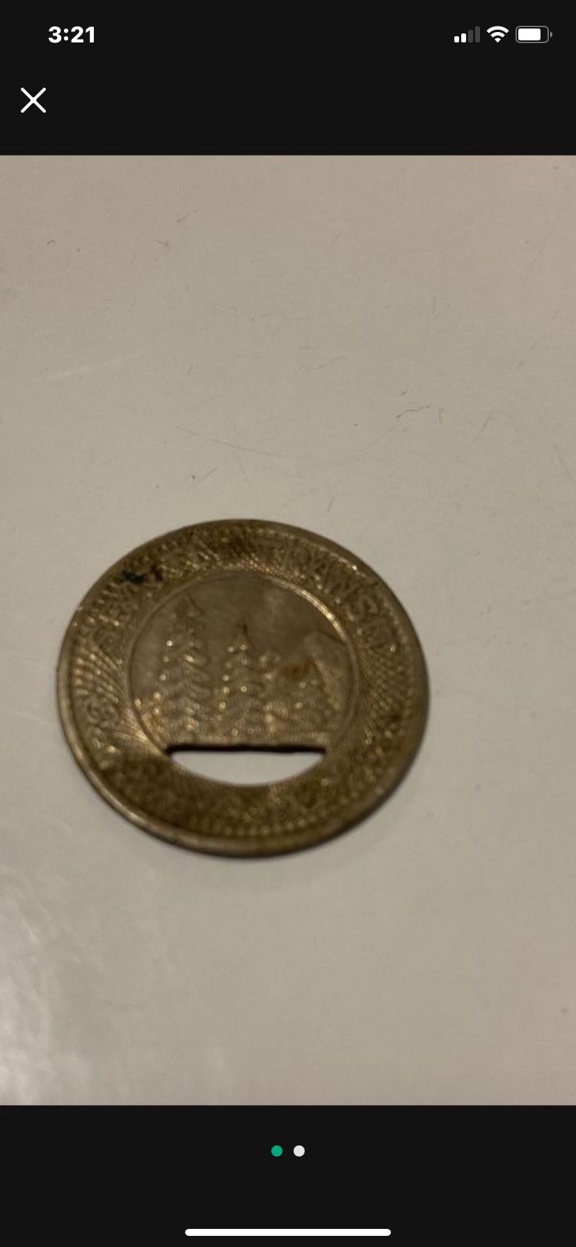 Seattle Transit System "Good For Child's Fare" Brass Token -- 21mm w/ Pine Trees