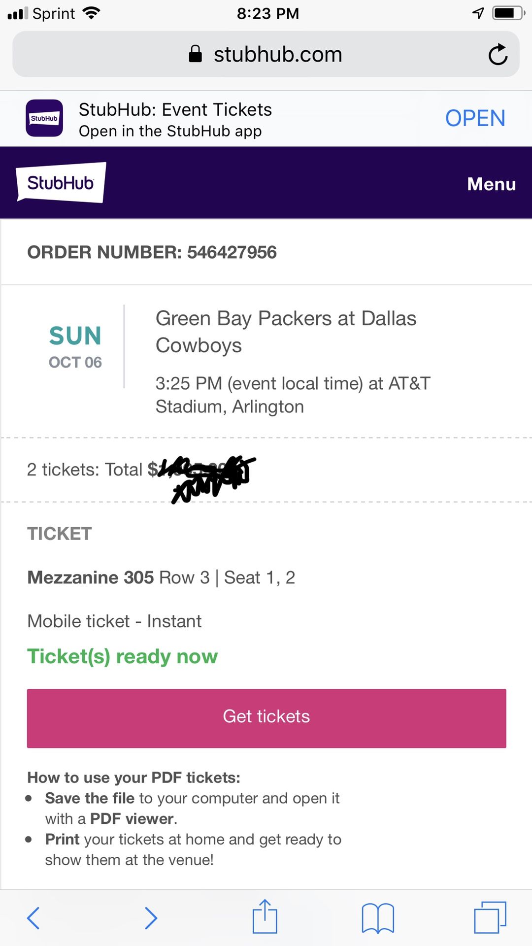2 Dallas vs Greenbay tickets