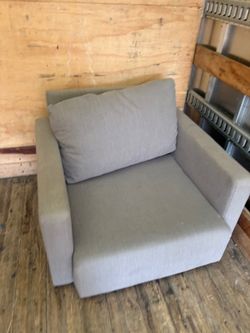 Modern Upholstered Accent Chair, Neutral Grey Fabric Armchair, Contemporary Single Seater Sofa