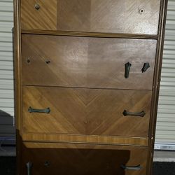 Art Deco Waterfall Highboy Handles 4 Drawers Dresser Wood Design Art