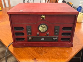 Electro Brand 9249 AM/FM Stereo CD Player Record Player Headphone Jack Brown