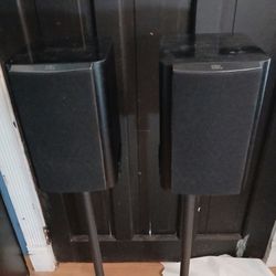 JBL  BOOKSHELF  SPEAKERS  AND  STANDS  $50