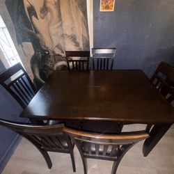 Wood Dining Table with 6 Chairs